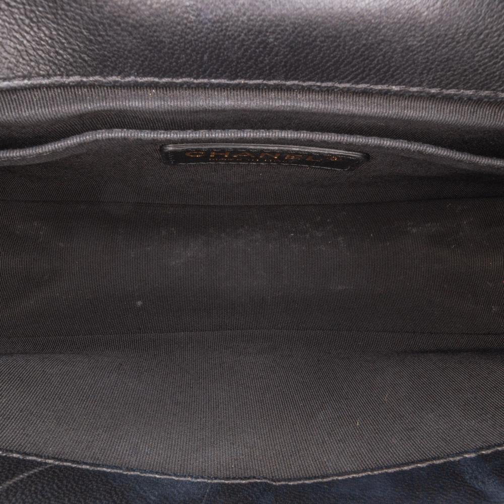 Chanel AB Chanel White with Black Lambskin Leather Leather Crest-Embellished Medium Boy Bag Italy