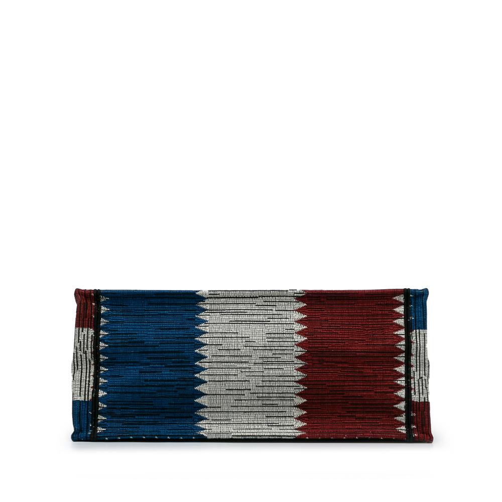 Christian Dior AB Dior Blue Canvas Fabric Large French Flag Book Tote Italy