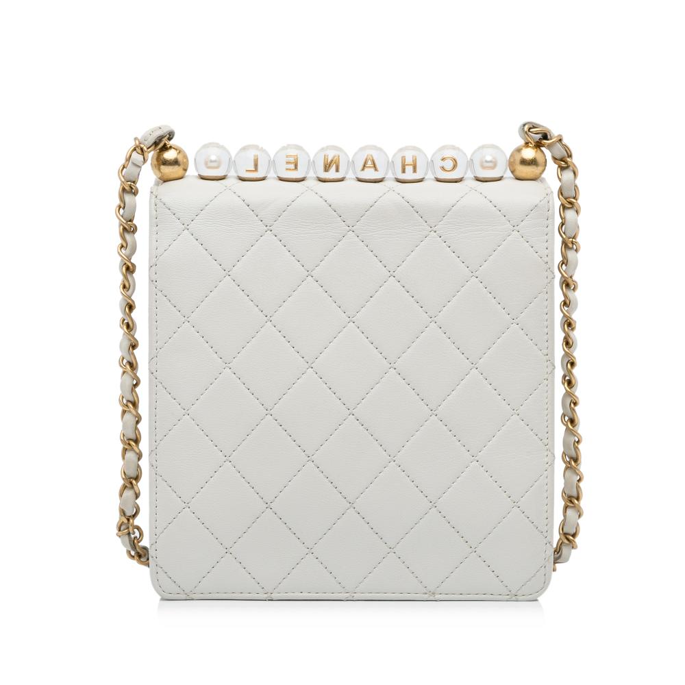 Chanel AB Chanel White Calf Leather Mini Chic Pearls Crossbody Italy