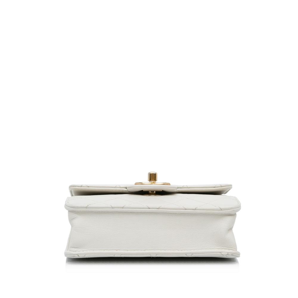 Chanel AB Chanel White Calf Leather Mini Chic Pearls Crossbody Italy