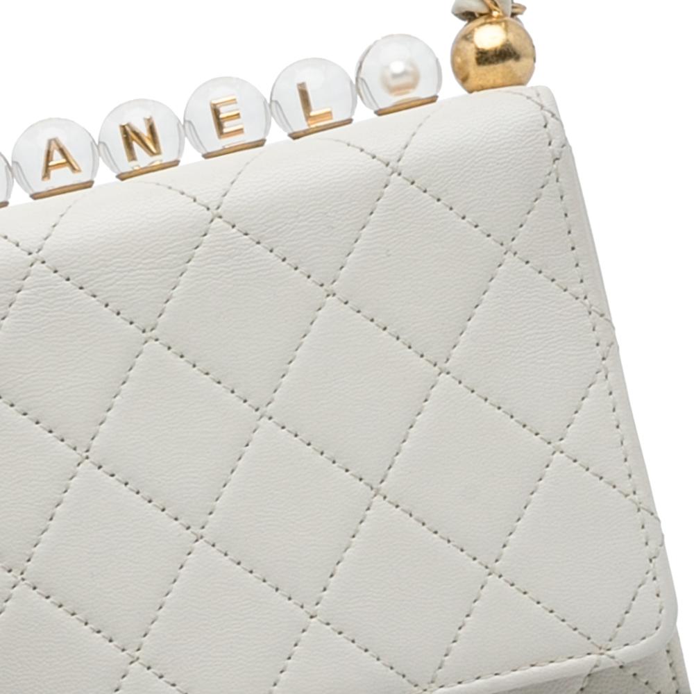Chanel AB Chanel White Calf Leather Mini Chic Pearls Crossbody Italy