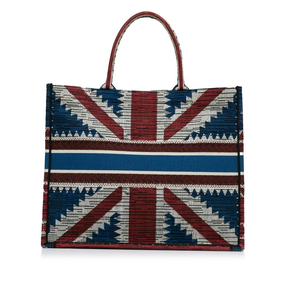 Christian Dior AB Dior Blue Canvas Fabric Large French Flag Book Tote Italy