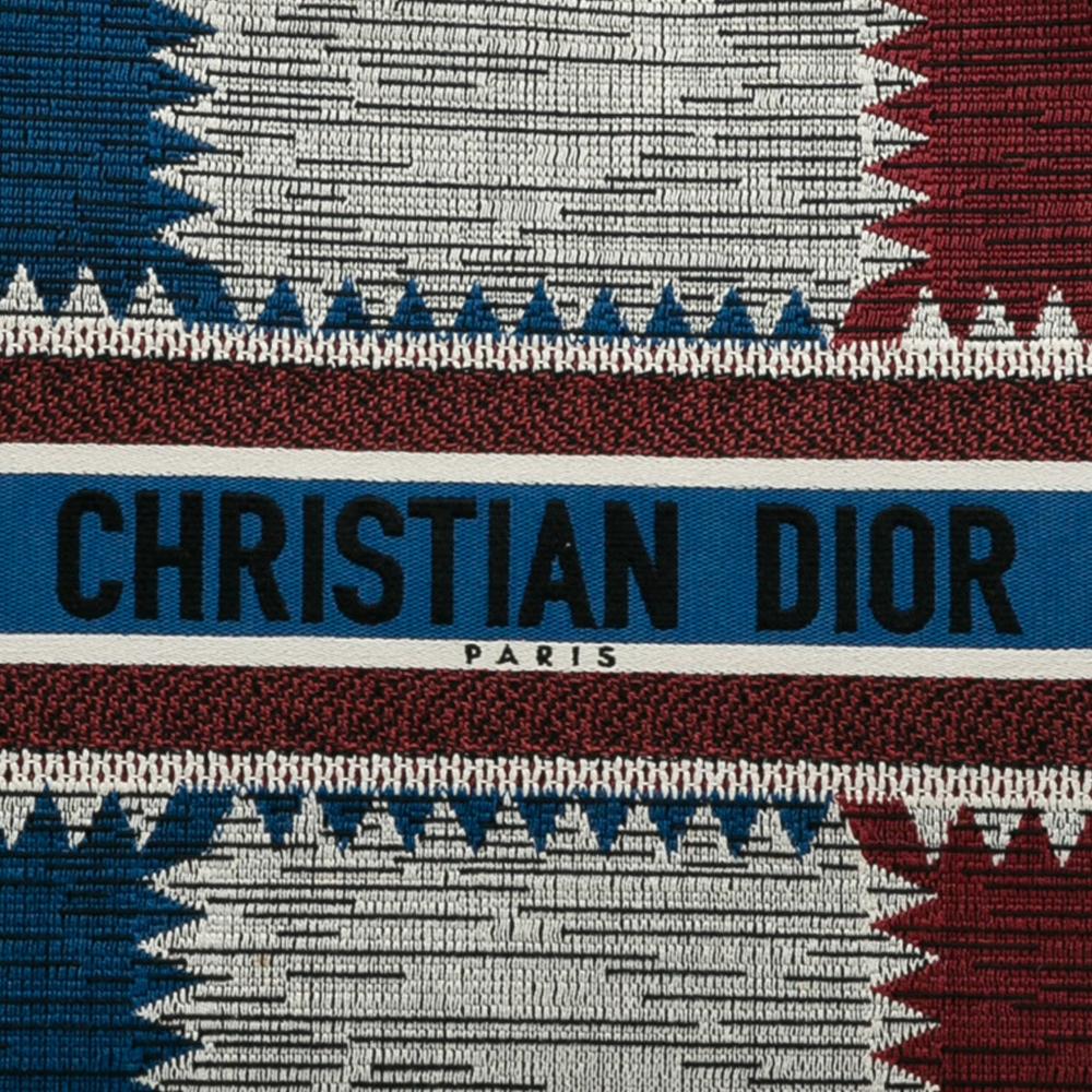 Christian Dior AB Dior Blue Canvas Fabric Large French Flag Book Tote Italy