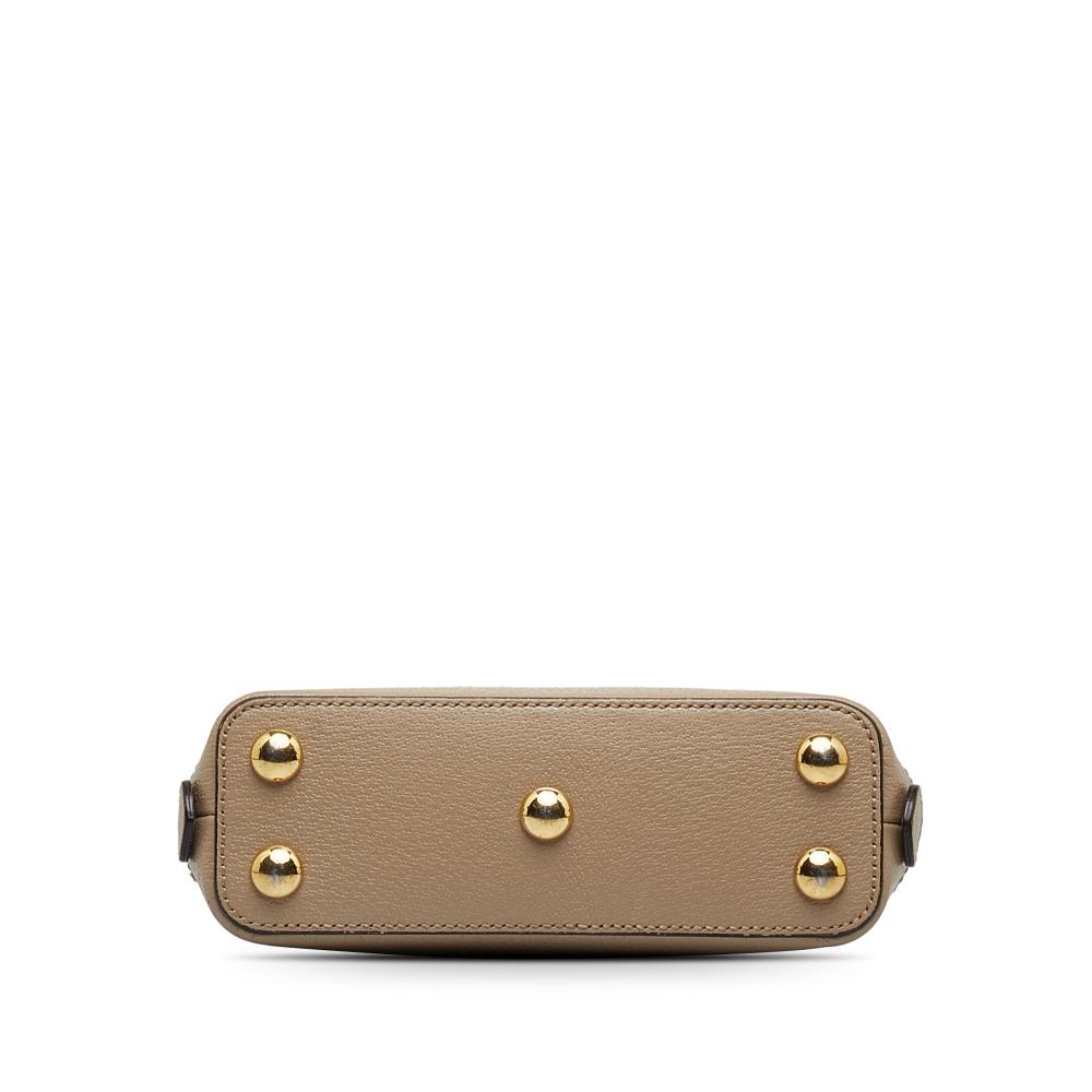 Gucci B Gucci Brown Beige Coated Canvas Fabric Mini GG Supreme Horsebit 1955 Satchel Italy