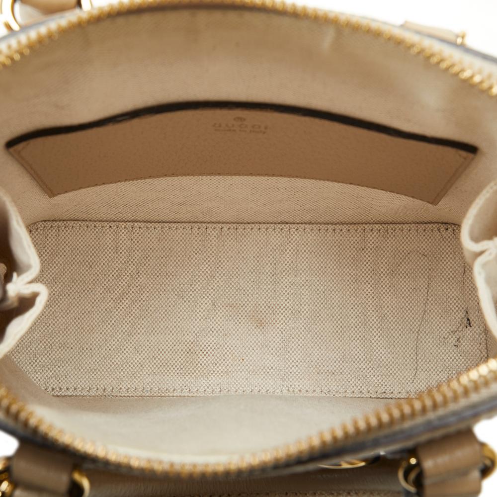 Gucci B Gucci Brown Beige Coated Canvas Fabric Mini GG Supreme Horsebit 1955 Satchel Italy