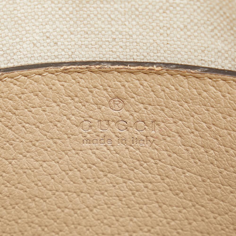 Gucci B Gucci Brown Beige Coated Canvas Fabric Mini GG Supreme Horsebit 1955 Satchel Italy