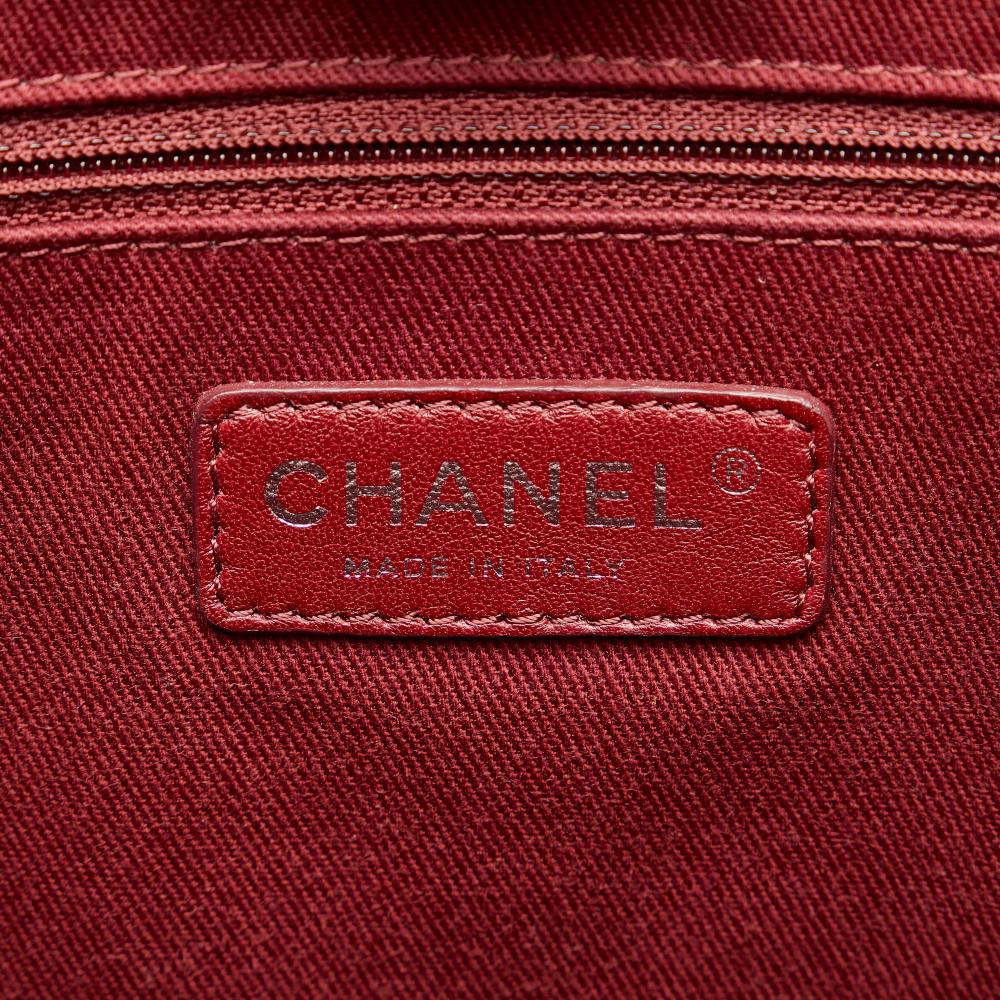Chanel AB Chanel Red Dark Red Canvas Fabric Mini Mixed Fibers Deauville Tote Italy