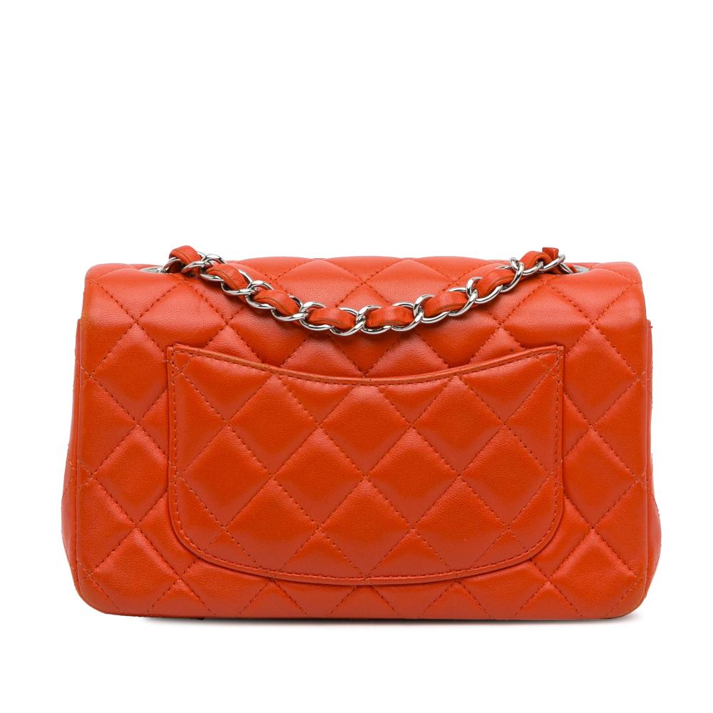 Chanel B Chanel Orange Lambskin Leather Leather Mini Rectangular Classic Lambskin Single Flap France