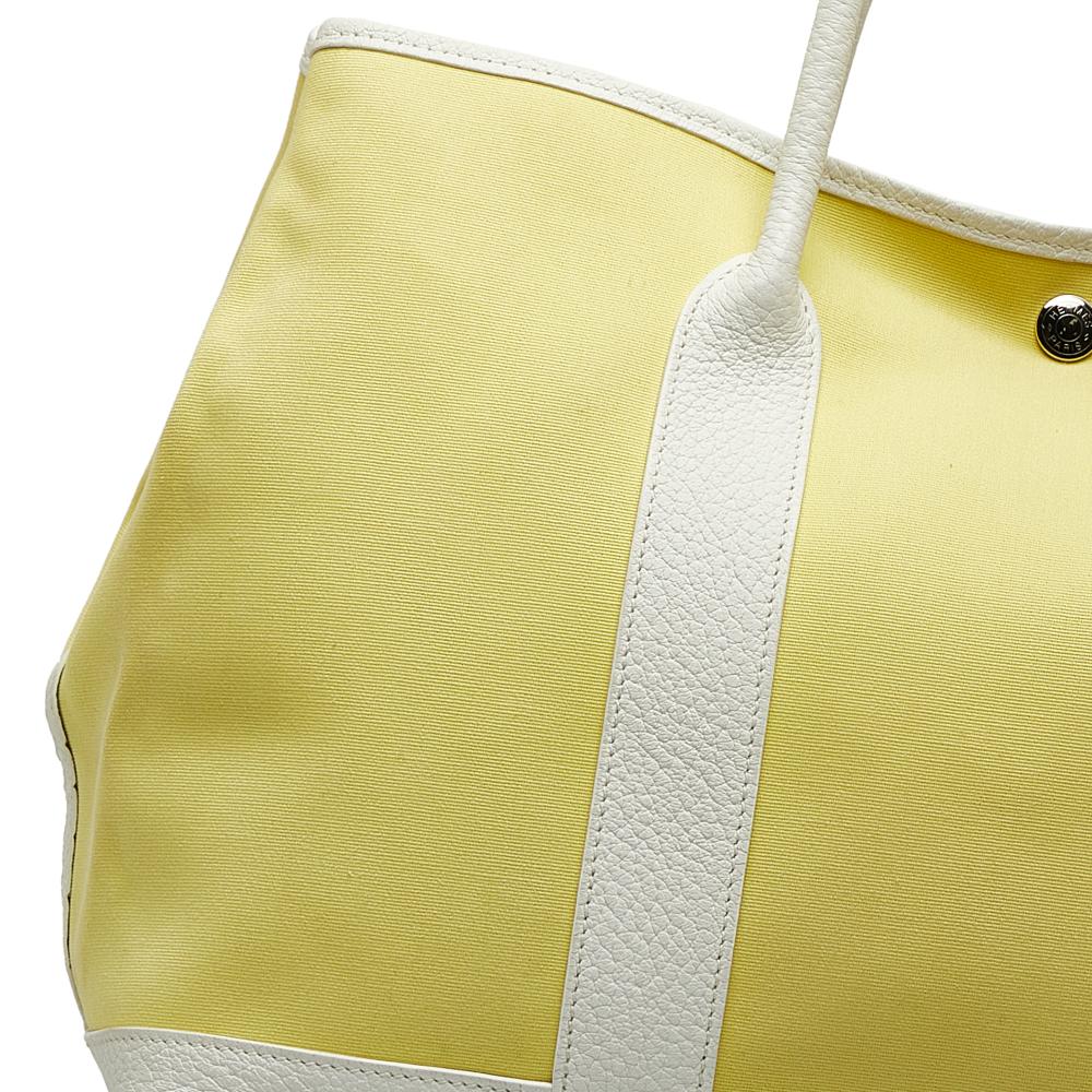 Hermès B Hermès Yellow Light Yellow with White Canvas Fabric Toile and Negonda Garden Party 36 France