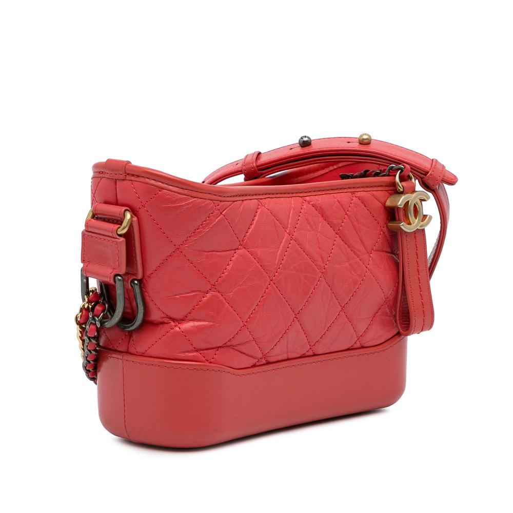 Chanel B Chanel Red Lambskin Leather Leather Small Chevron Lambskin Gabrielle Crossbody Italy