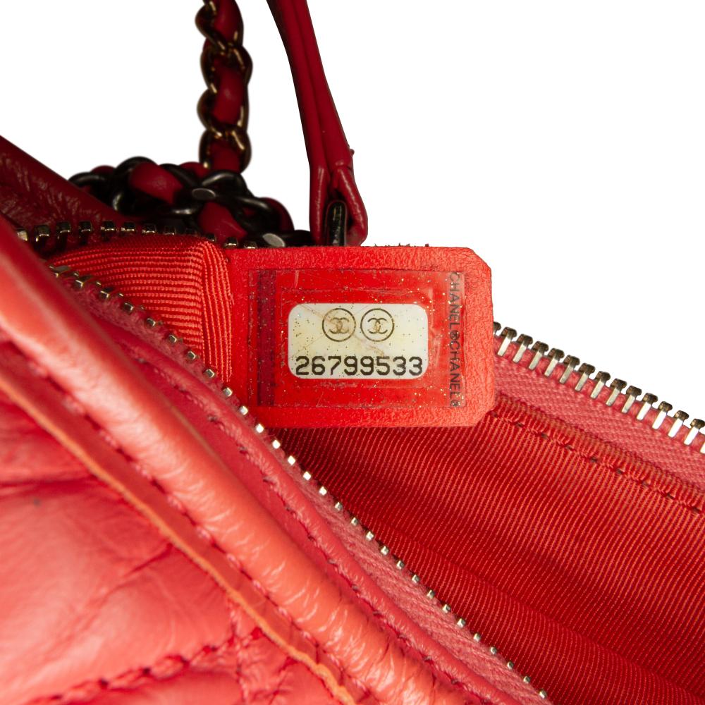 Chanel B Chanel Red Lambskin Leather Leather Small Chevron Lambskin Gabrielle Crossbody Italy