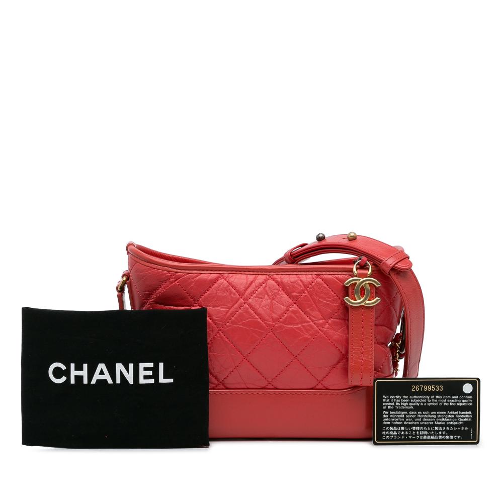 Chanel B Chanel Red Lambskin Leather Leather Small Chevron Lambskin Gabrielle Crossbody Italy