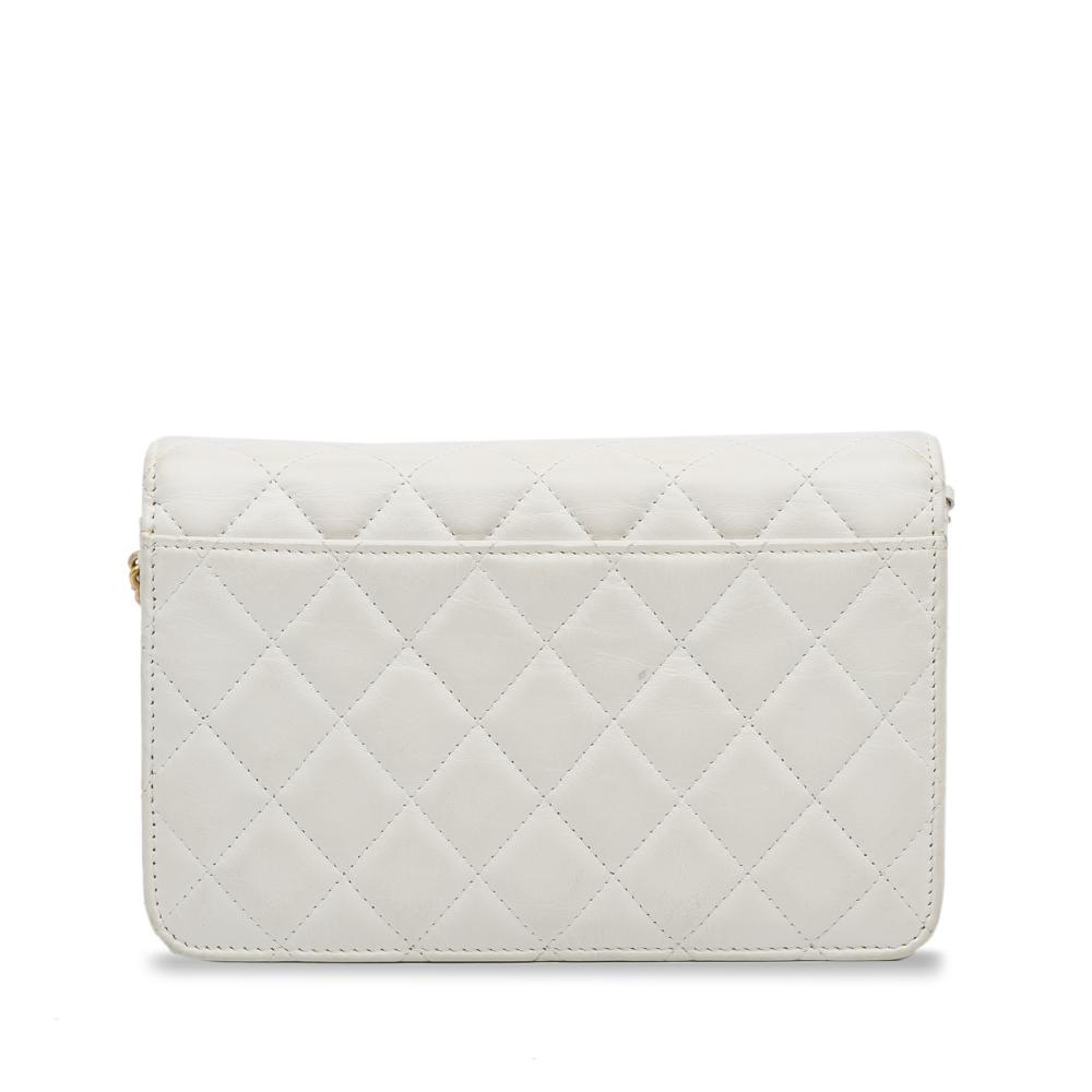 Chanel B Chanel White Lambskin Leather Leather Enchained Wallet on Chain Italy