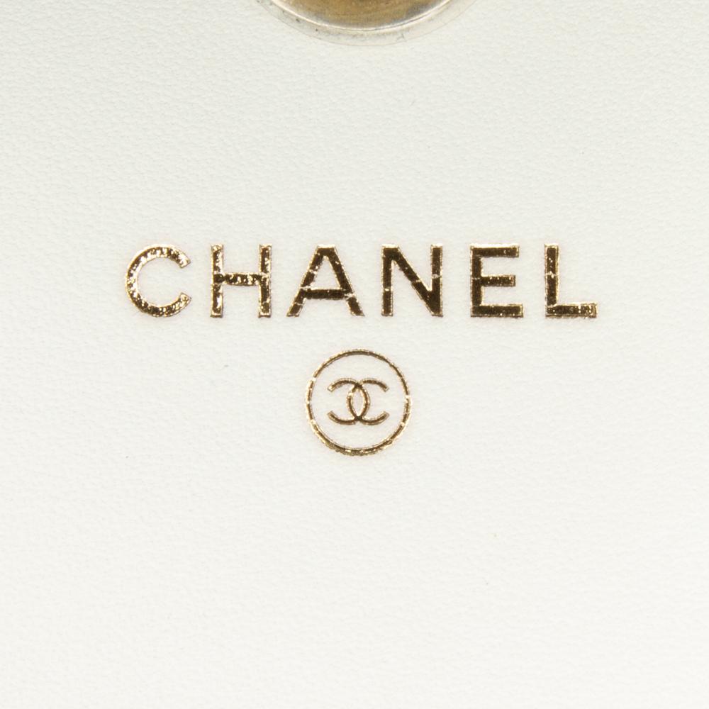 Chanel B Chanel White Lambskin Leather Leather Enchained Wallet on Chain Italy