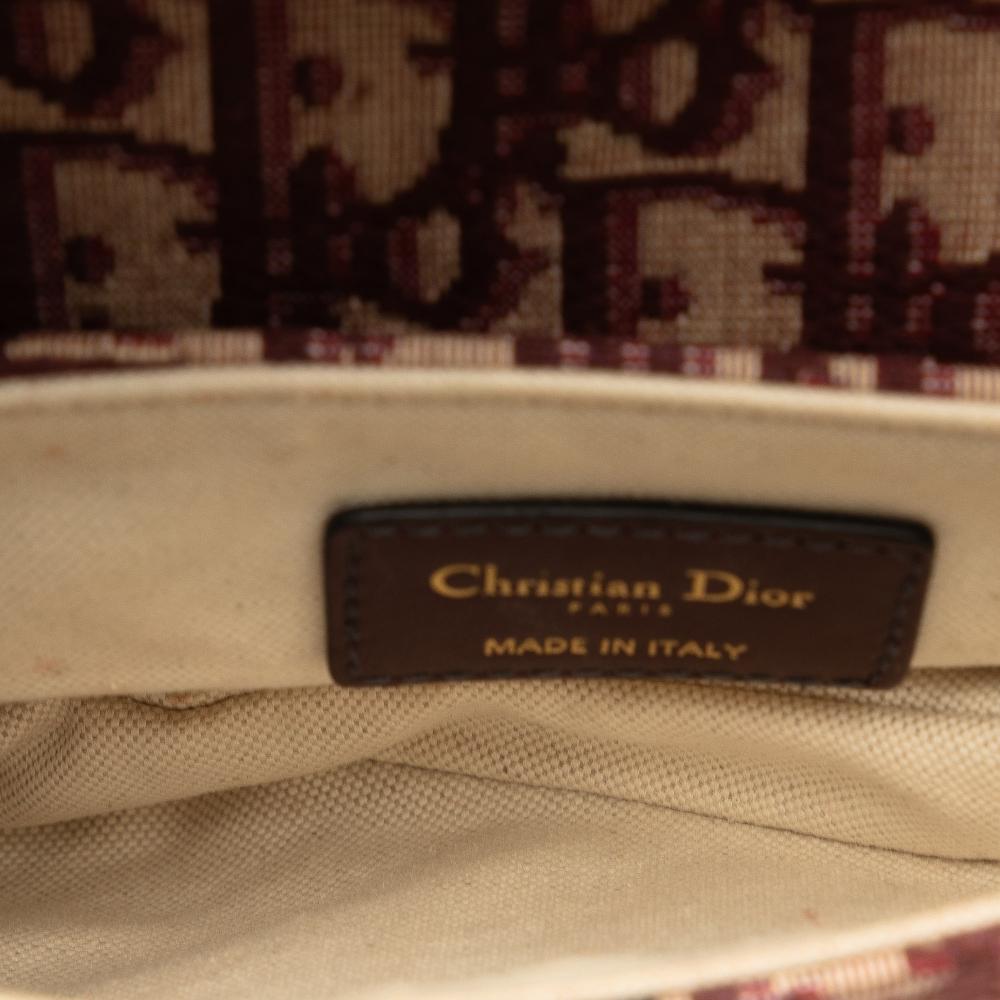 Christian Dior B Dior Red Bordeaux Canvas Fabric Mini Oblique Saddle Bag Italy