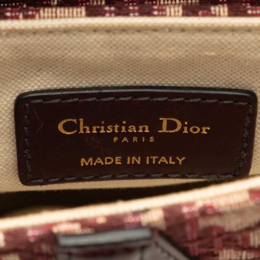 Christian Dior B Dior Red Bordeaux Canvas Fabric Mini Oblique Saddle Bag Italy
