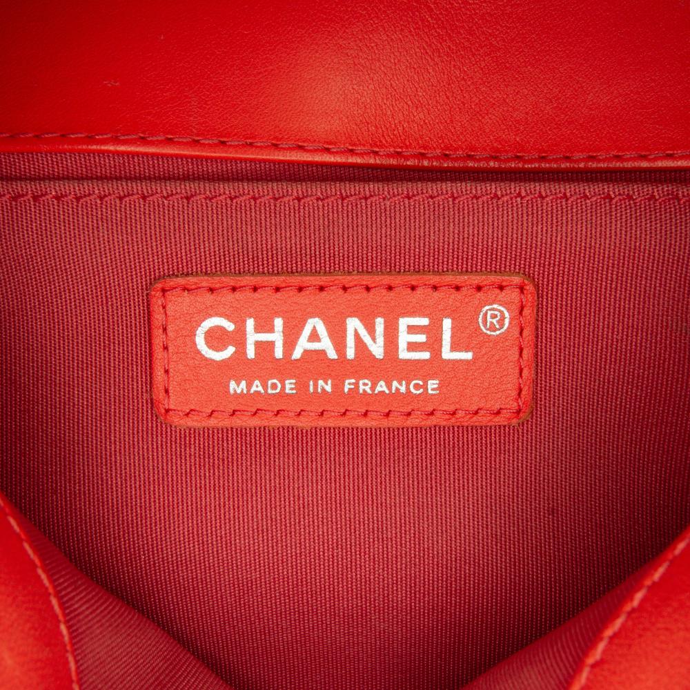 Chanel AB Chanel Red Indian Red Calf Leather Old Medium Chevron skin Boy Flap Italy