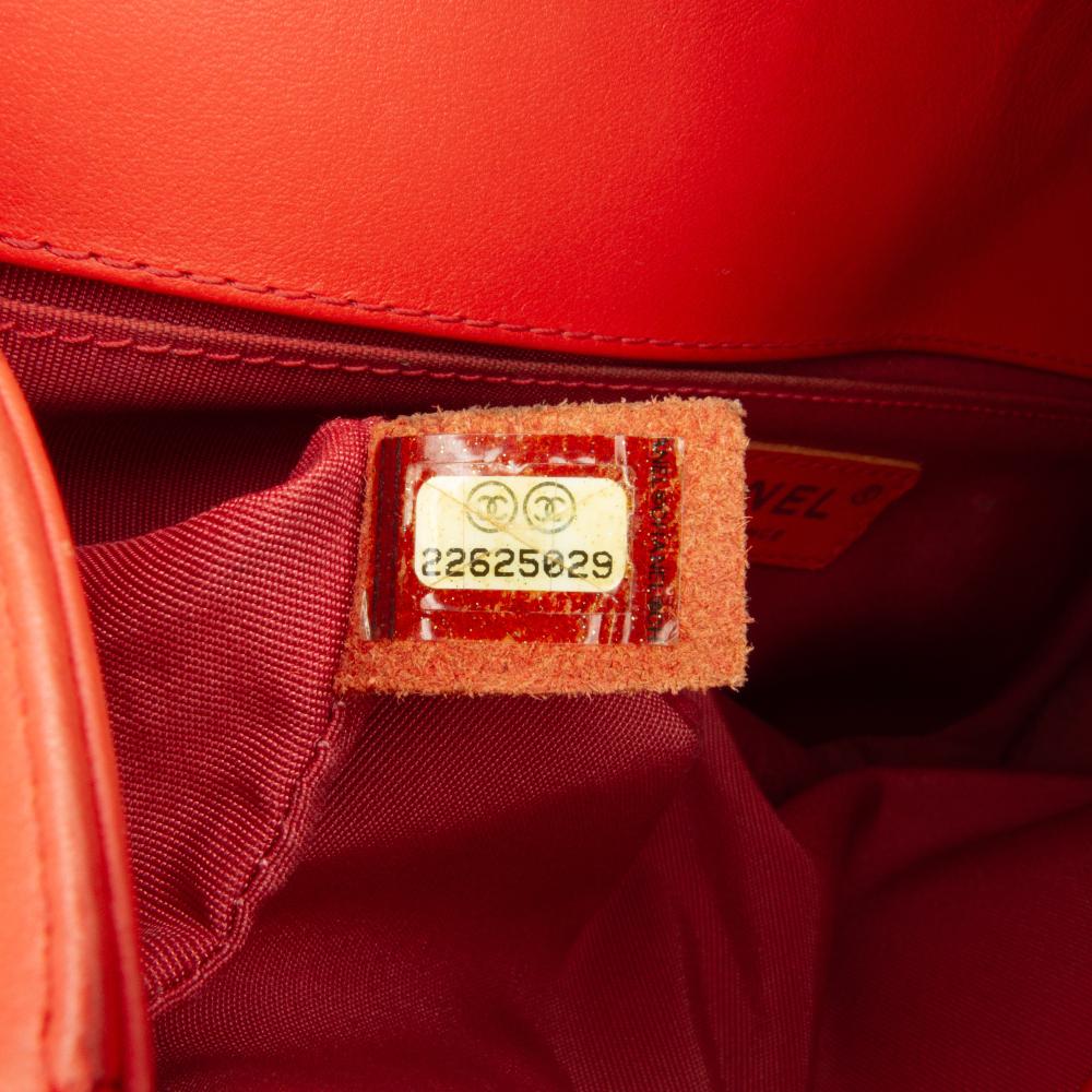 Chanel AB Chanel Red Indian Red Calf Leather Old Medium Chevron skin Boy Flap Italy