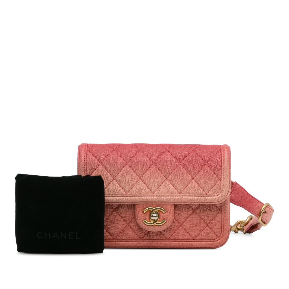 Chanel B Chanel Pink Caviar Leather Leather Caviar Sunset On The Sea Flap Belt Bag Italy
