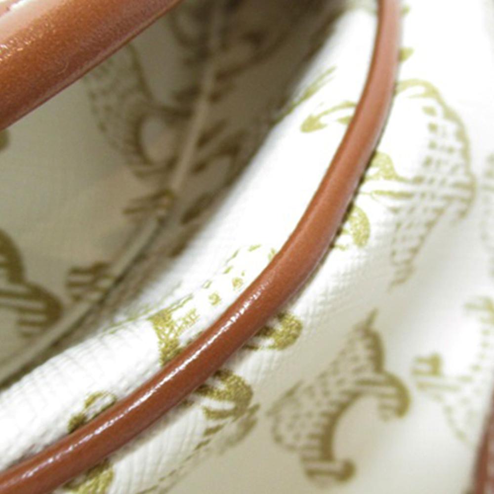 Celine AB Celine White Ivory Coated Canvas Fabric Medium Triomphe Folco Crossbody Italy