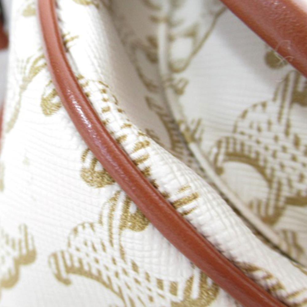 Celine AB Celine White Ivory Coated Canvas Fabric Medium Triomphe Folco Crossbody Italy