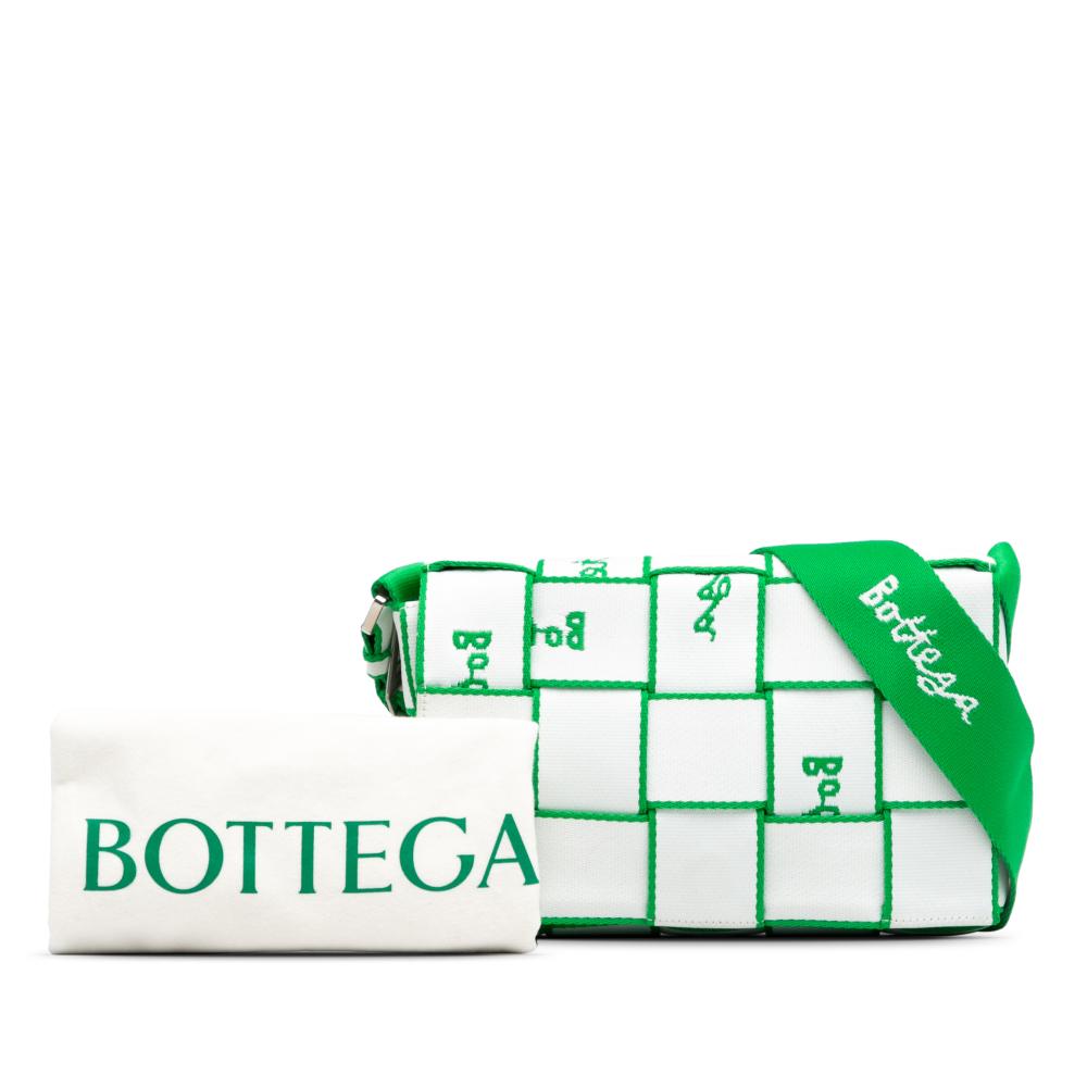 Bottega Veneta AB Bottega Veneta White Canvas Fabric Intrecciato Webbing Cassette Crossbody Italy