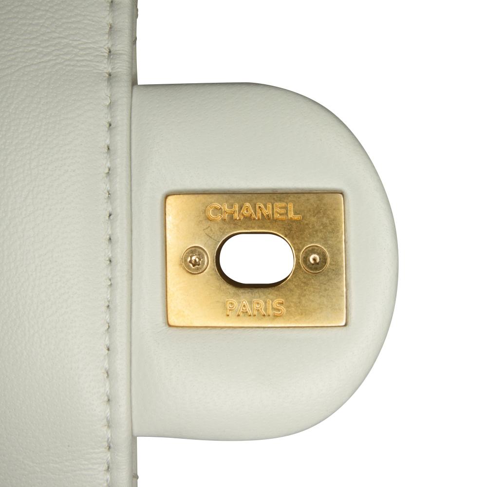 Chanel AB Chanel White Lambskin Leather Leather Small Chic Pearls Flap Italy