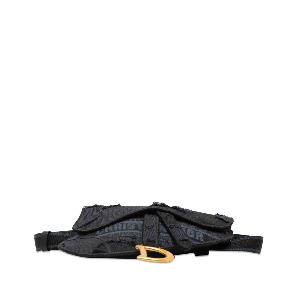 Christian Dior AB Dior Blue Dark Blue Canvas Fabric Camouflage Saddle Belt Bag Italy