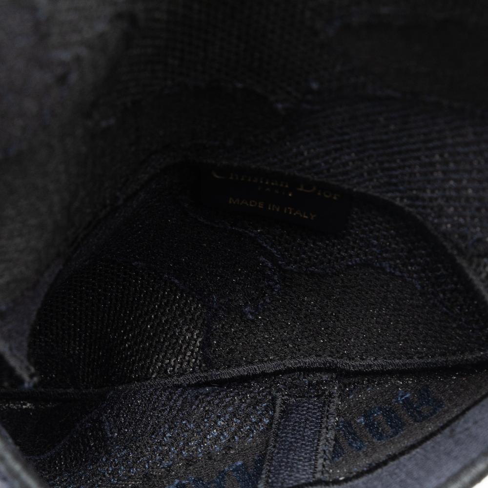Christian Dior AB Dior Blue Dark Blue Canvas Fabric Camouflage Saddle Belt Bag Italy