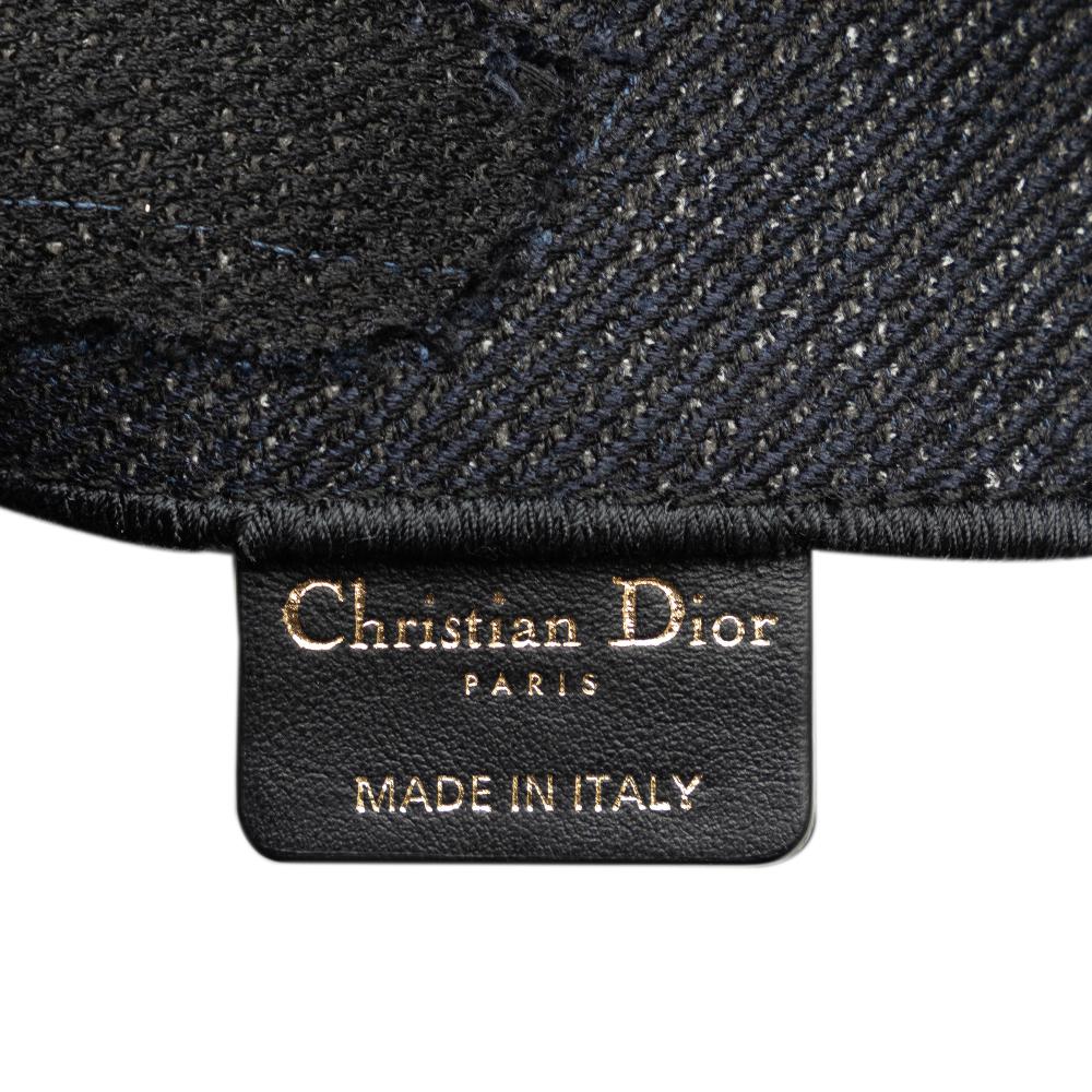 Christian Dior AB Dior Blue Dark Blue Canvas Fabric Camouflage Saddle Belt Bag Italy