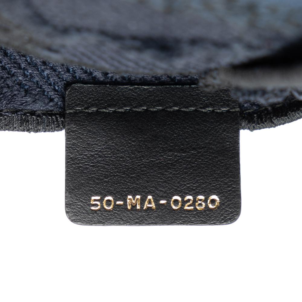 Christian Dior AB Dior Blue Dark Blue Canvas Fabric Camouflage Saddle Belt Bag Italy