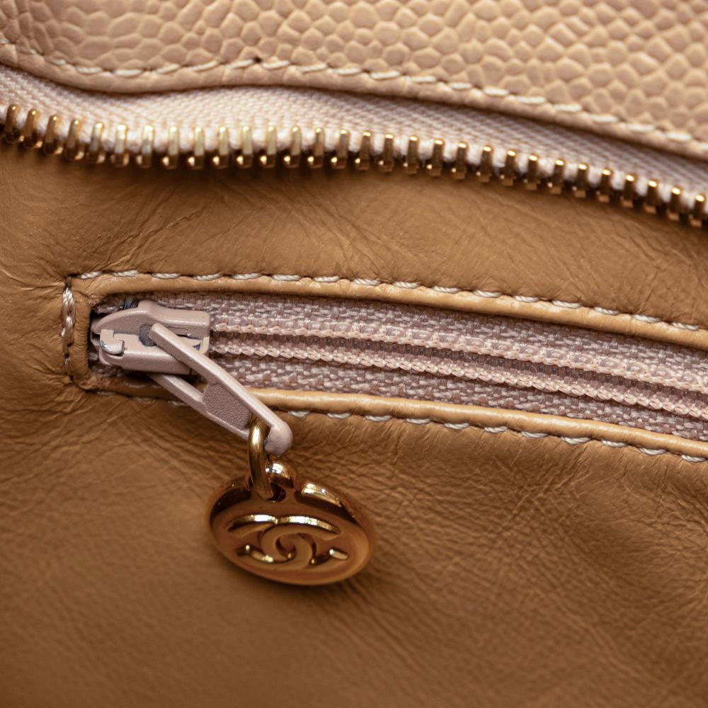 Chanel B Chanel Brown Beige Caviar Leather Leather Caviar Medallion Tote Italy