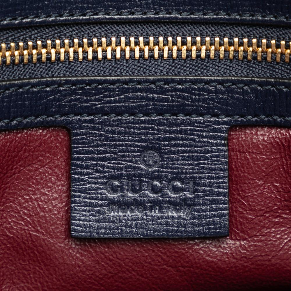 Gucci B Gucci Brown Beige with Blue Midnight Blue Canvas Fabric Horsebit 1955 Flap Pocket Camera Bag Italy