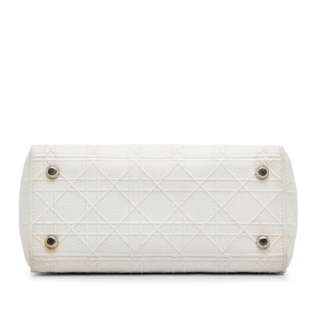 Christian Dior B Dior White Canvas Fabric Medium Cannage Lady D Lite Italy