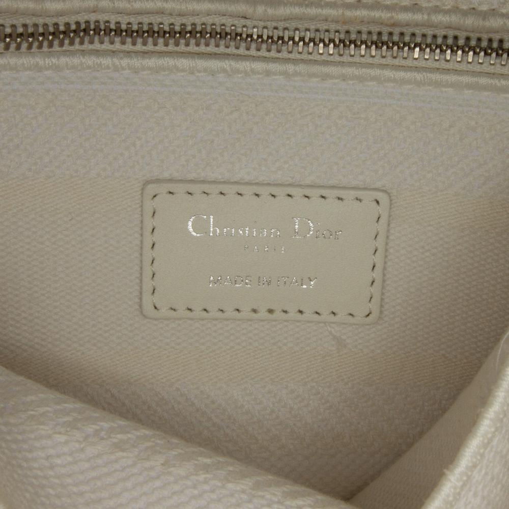 Christian Dior B Dior White Canvas Fabric Medium Cannage Lady D Lite Italy