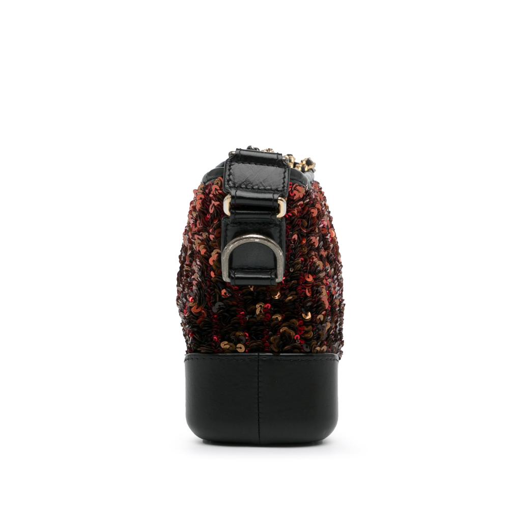 Chanel B Chanel Brown Bronze with Black Calf Leather Small Sequin Gabrielle Crossbody Italy