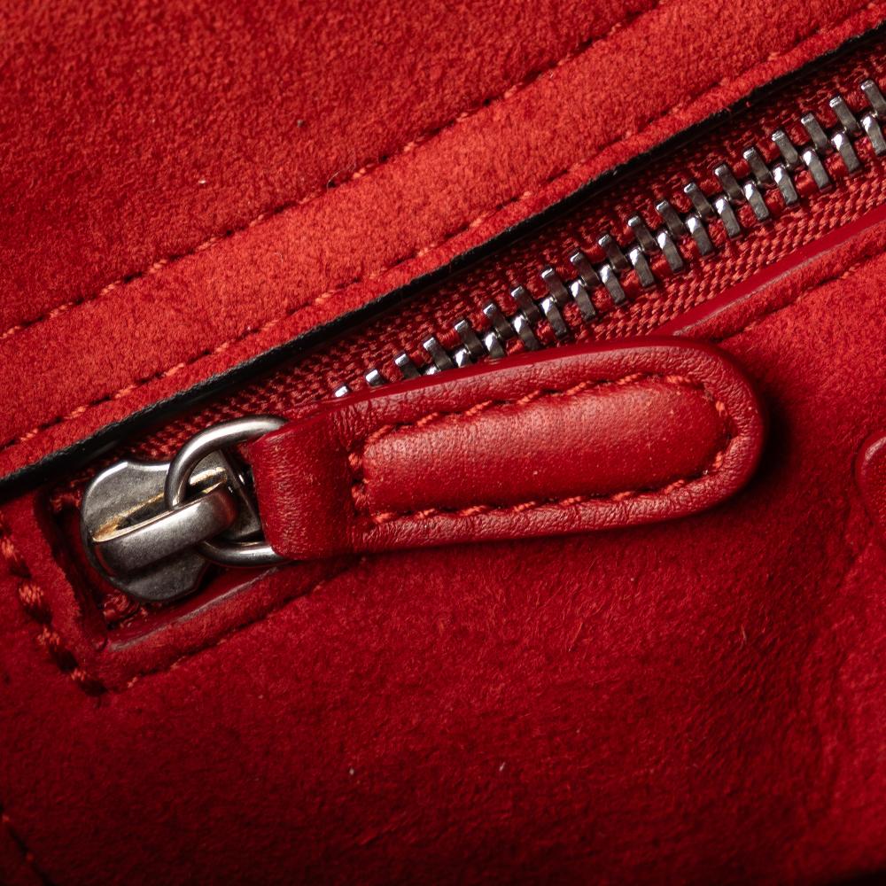 Christian Dior B Dior Red Calf Leather Mini Embossed skin Cannage Studded Flower Lady Dior Italy