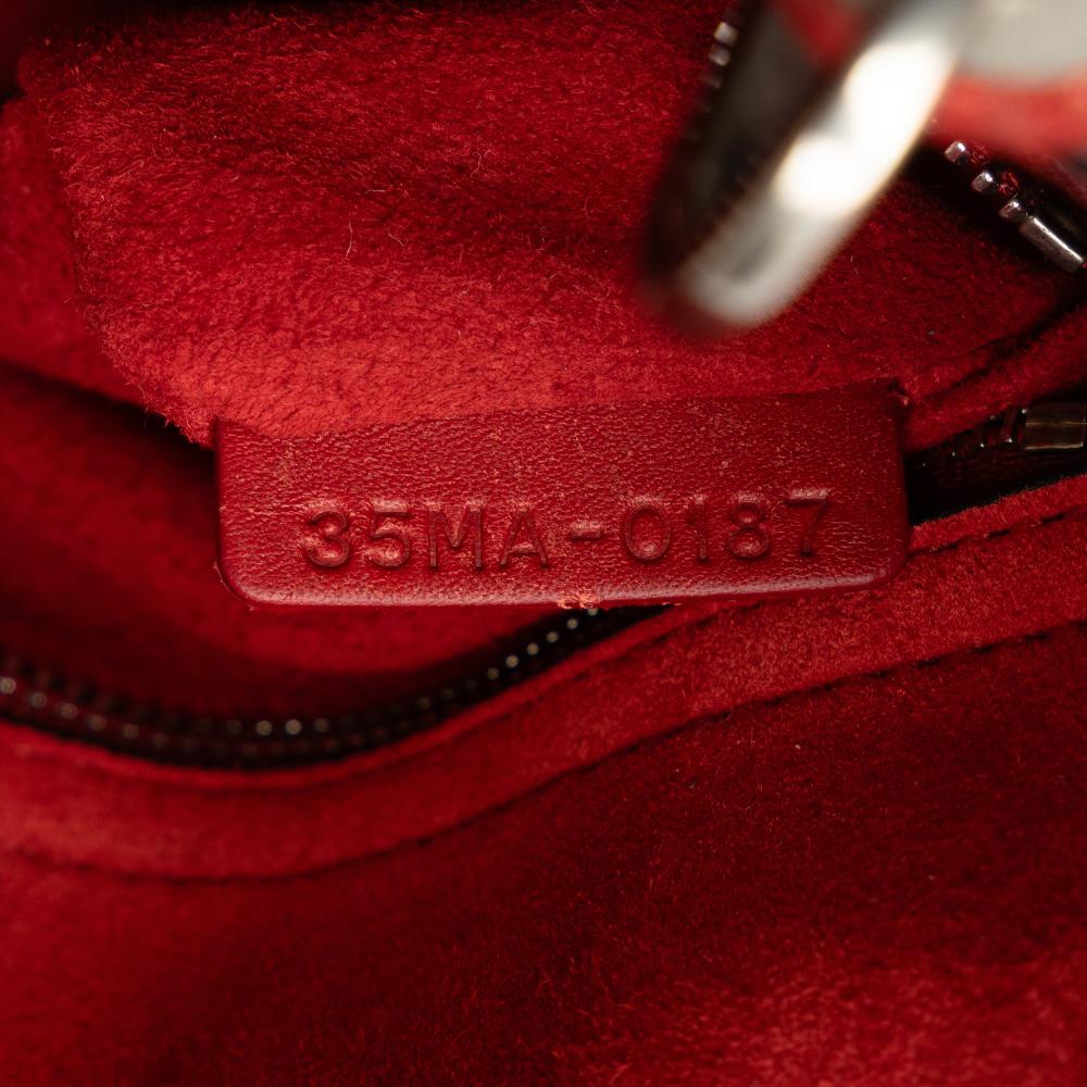 Christian Dior B Dior Red Calf Leather Mini Embossed skin Cannage Studded Flower Lady Dior Italy