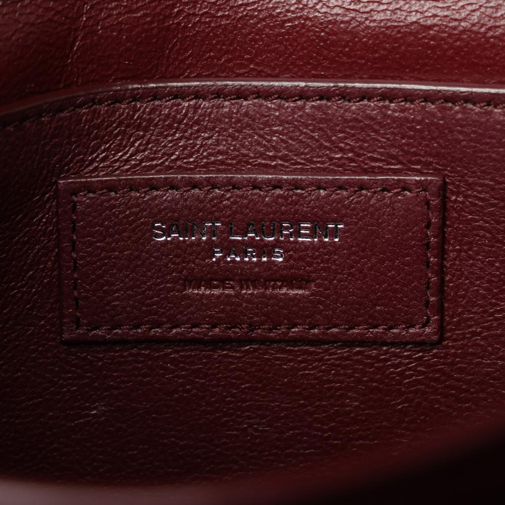 Saint Laurent B Saint Laurent Black Calf Leather Medium Crocodile Embossed Cassandra Top Handle Bag Italy