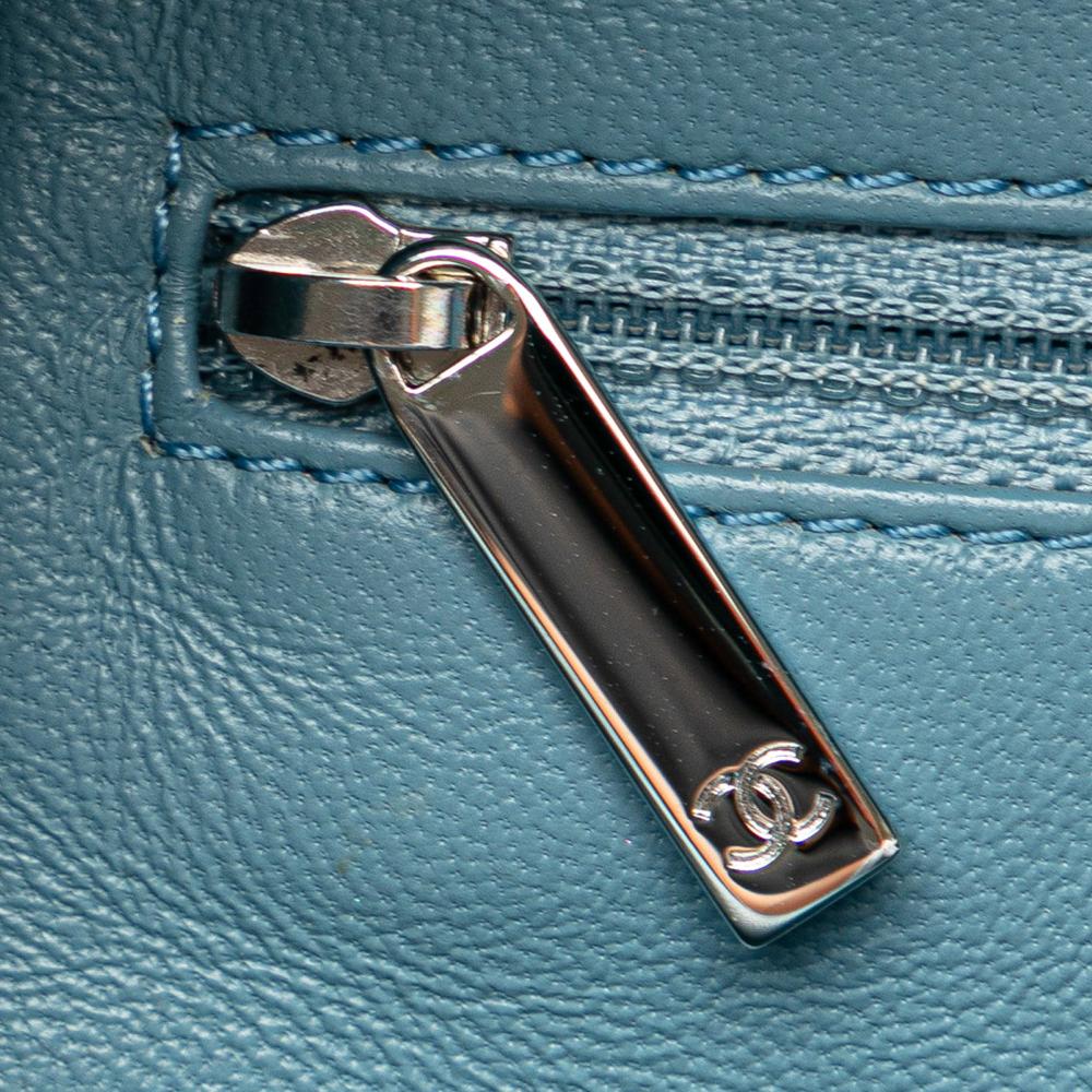 Chanel AB Chanel Blue Light Blue Mesh Fabric Mini Sequins and Lambskin Waterfall Backpack Italy