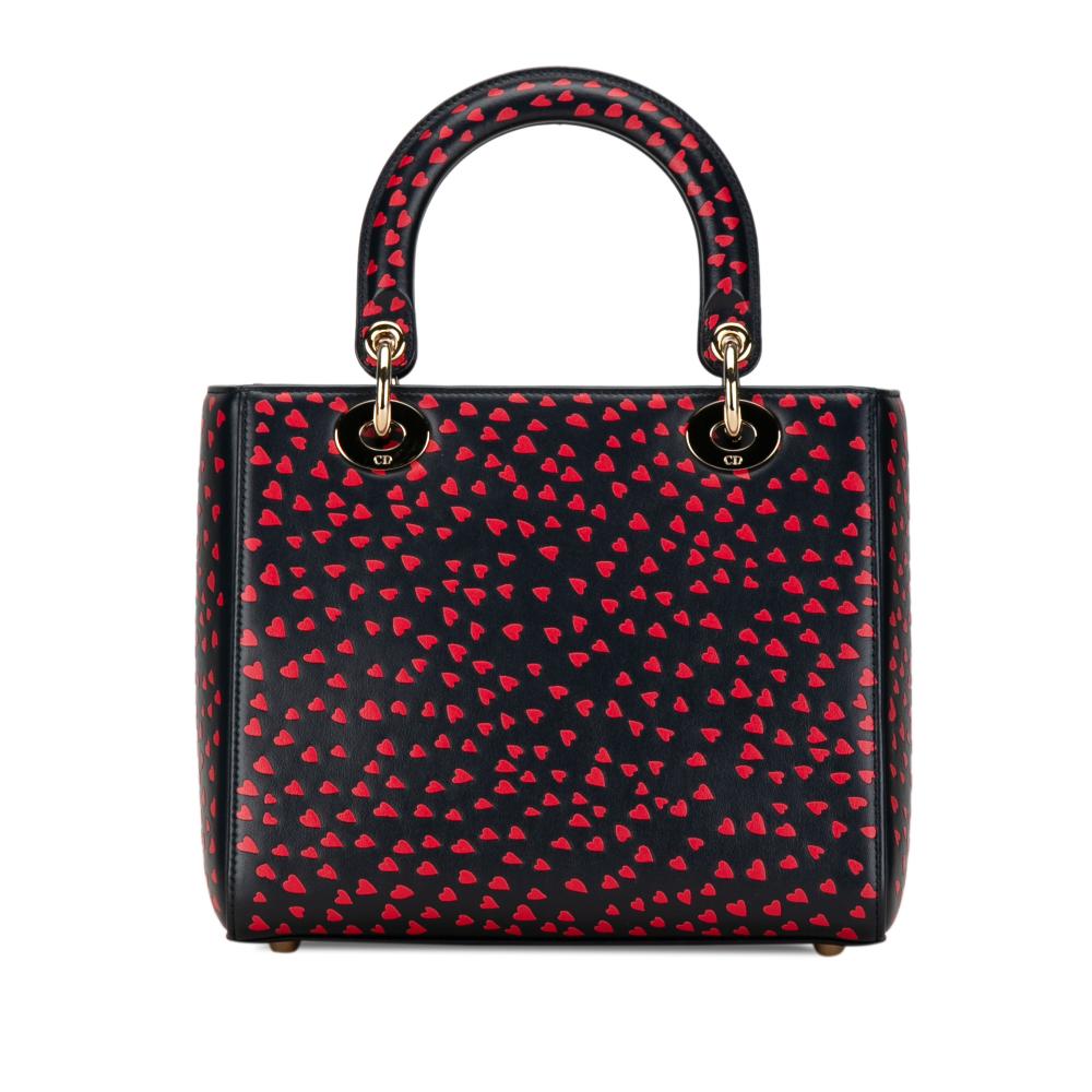 Christian Dior AB Dior Blue Navy Calf Leather Medium skin I Love Paris Lady Dior Italy