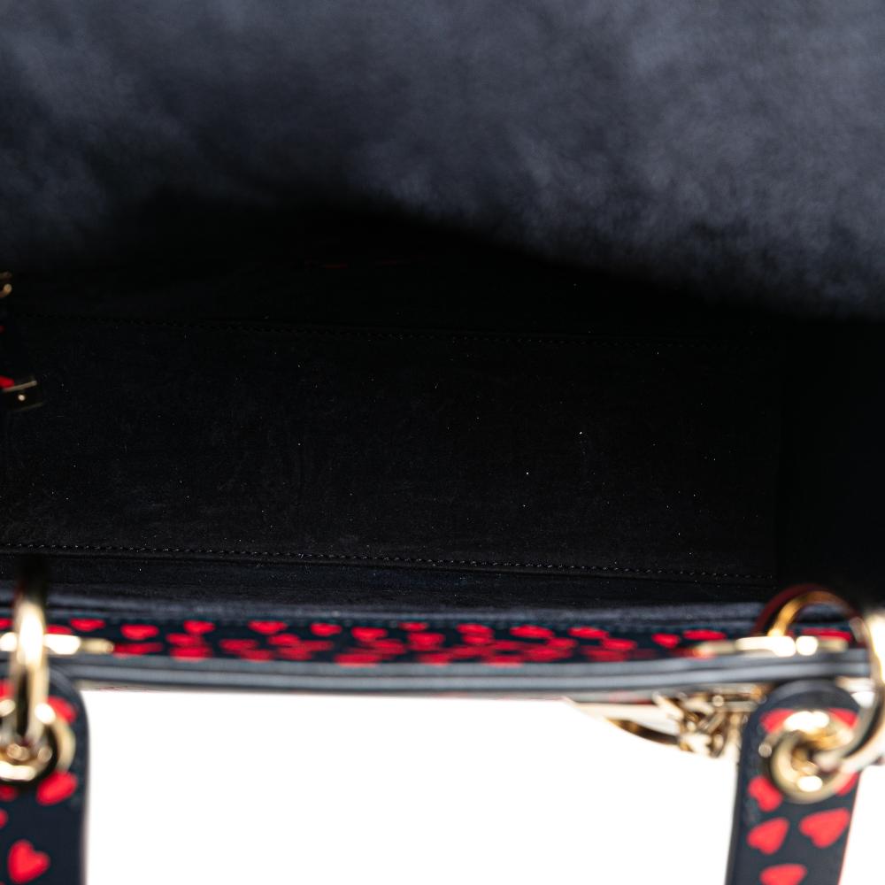 Christian Dior AB Dior Blue Navy Calf Leather Medium skin I Love Paris Lady Dior Italy