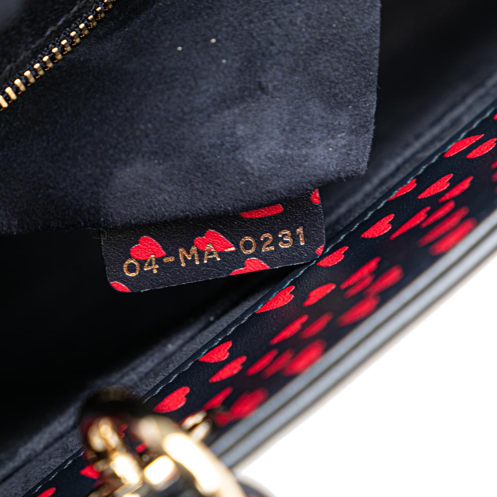 Christian Dior AB Dior Blue Navy Calf Leather Medium skin I Love Paris Lady Dior Italy