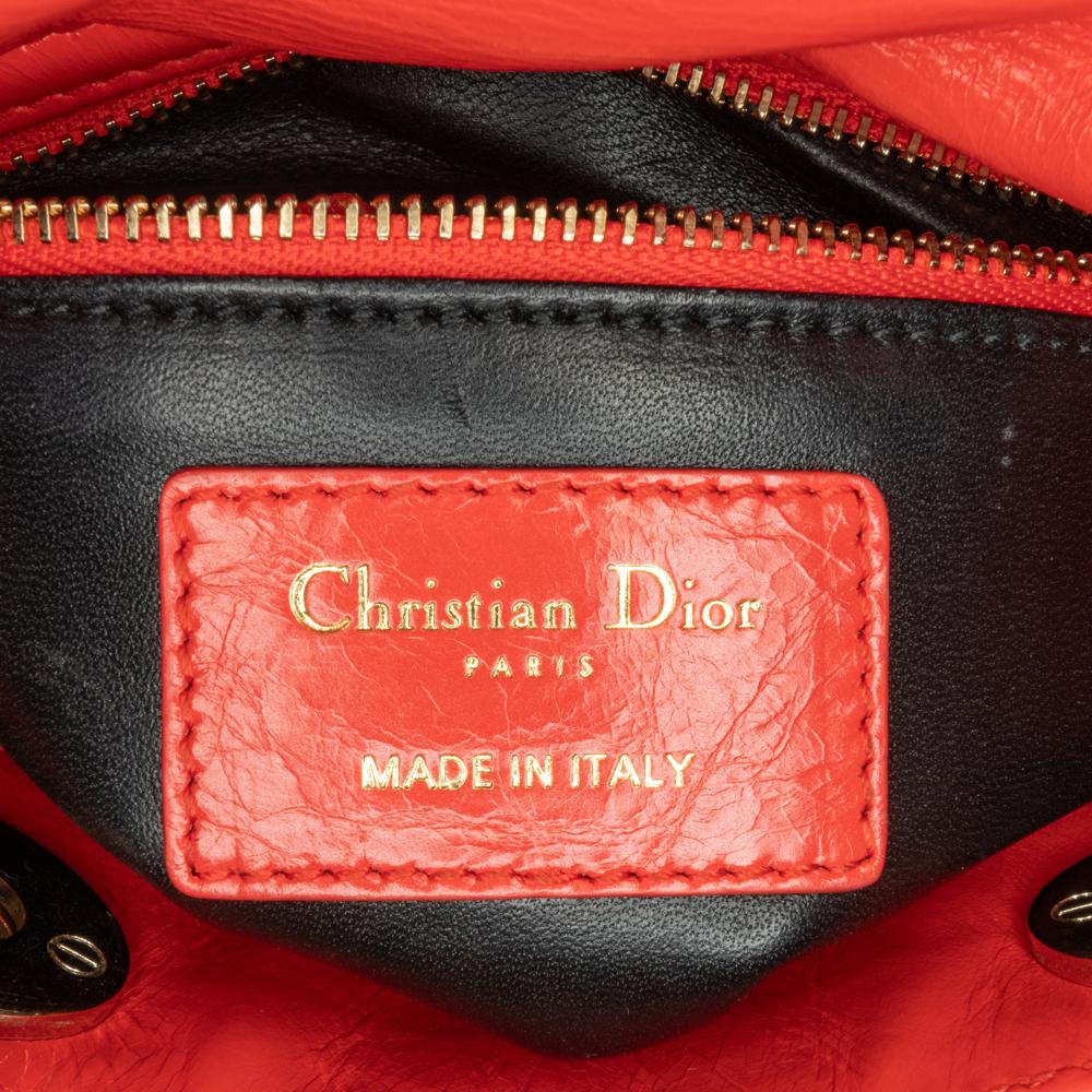 Christian Dior AB Dior Red Calf Leather Mini skin Sequin Embellished Lady Dior Italy