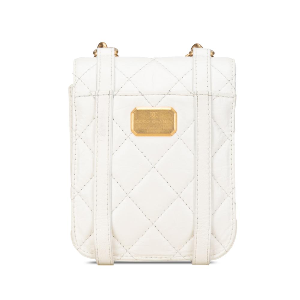 Chanel B Chanel White Ivory Calf Leather Mini Aged skin City School Flap France