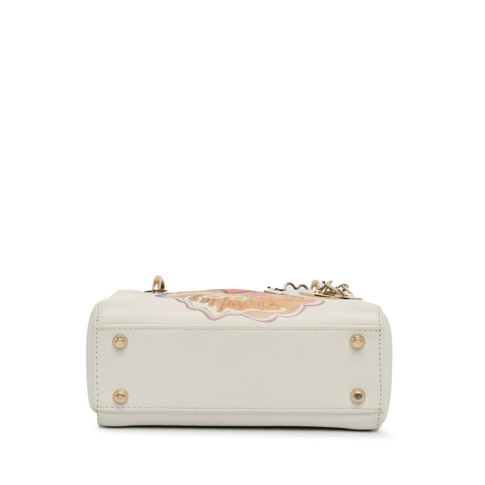 Christian Dior B Dior White Calf Leather DiorAmour Niki De Saint Phalle Mini skin Lady Dior Italy
