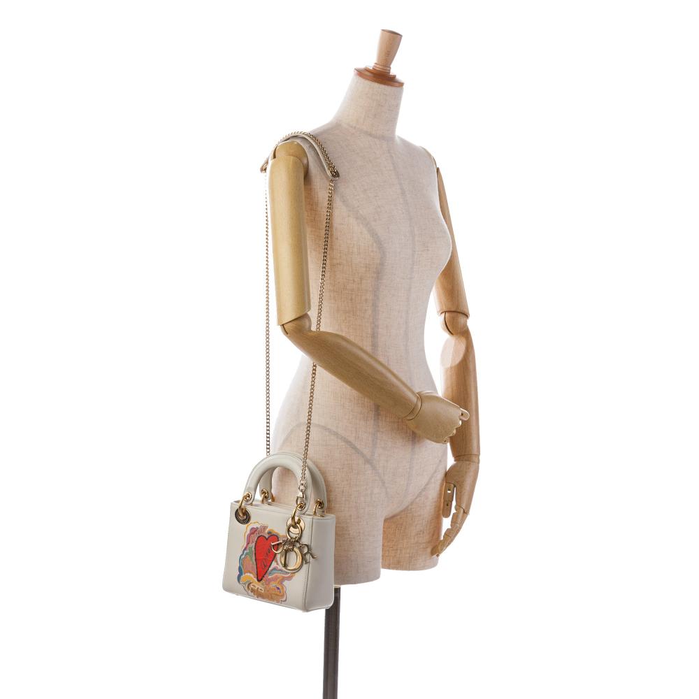 Christian Dior B Dior White Calf Leather DiorAmour Niki De Saint Phalle Mini skin Lady Dior Italy
