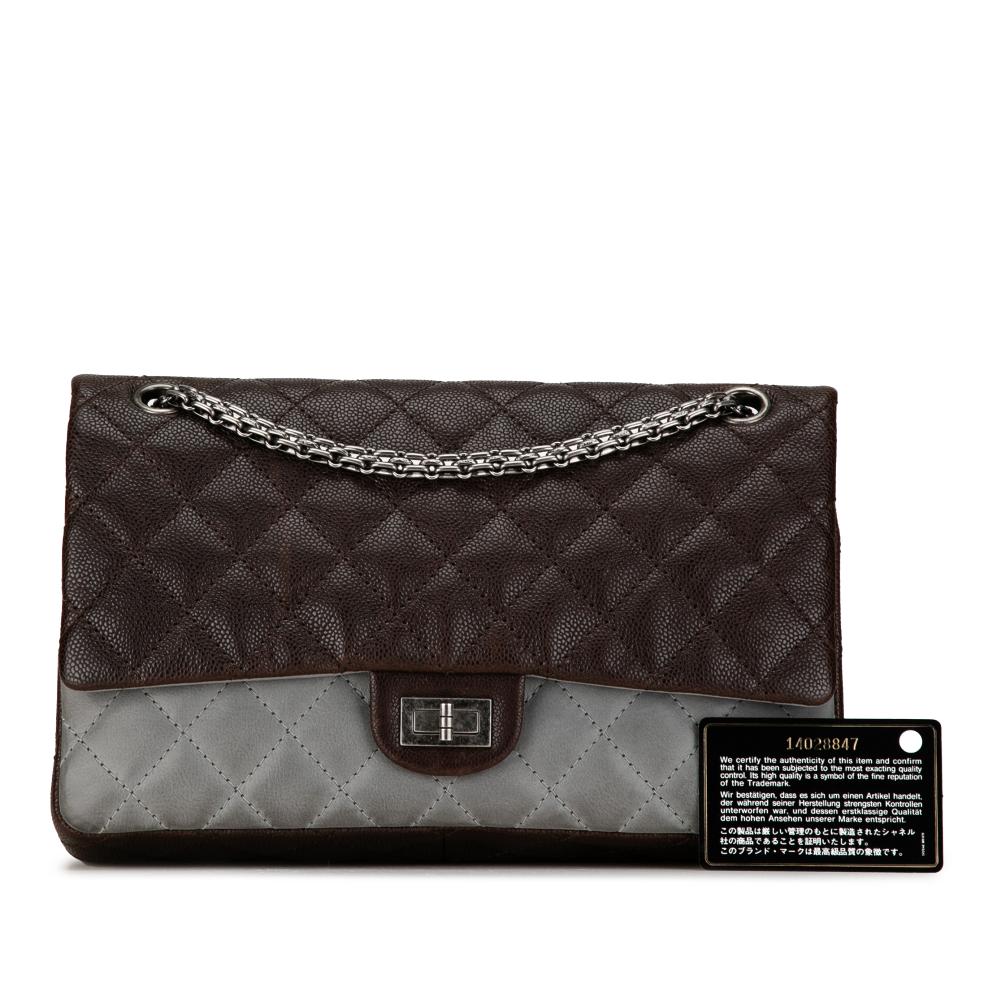 Chanel Brown Caviar and Iridescent Calfskin Reissue 2.55 Double Flap 226 France