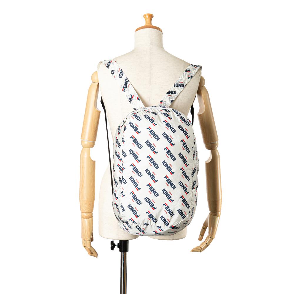 Fendi AB Fendi White Nylon Fabric x Fila Mania Packable Backpack Italy