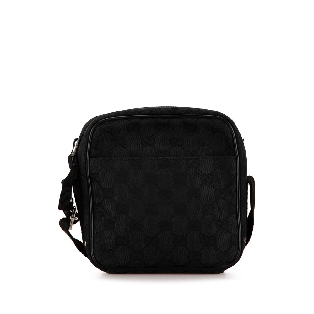 Gucci B Gucci Black Canvas Fabric GG Jackie Crossbody Italy
